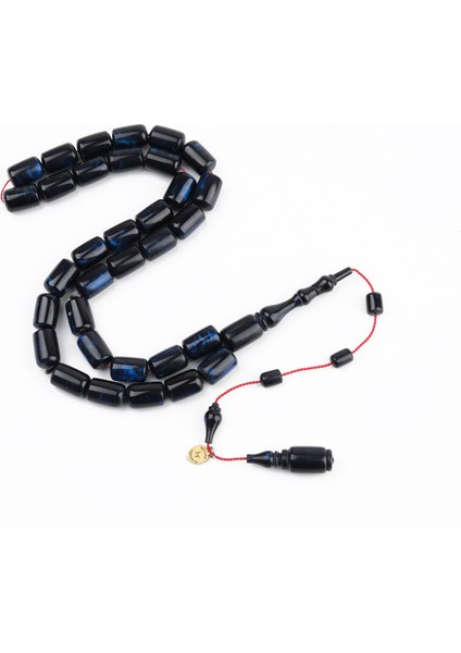 Kadim Katalin Eski Kalemlik Obje Usta Işi Imzalı Kapsül Kesim 8X12MM Tesbih - Mavi Sedefli