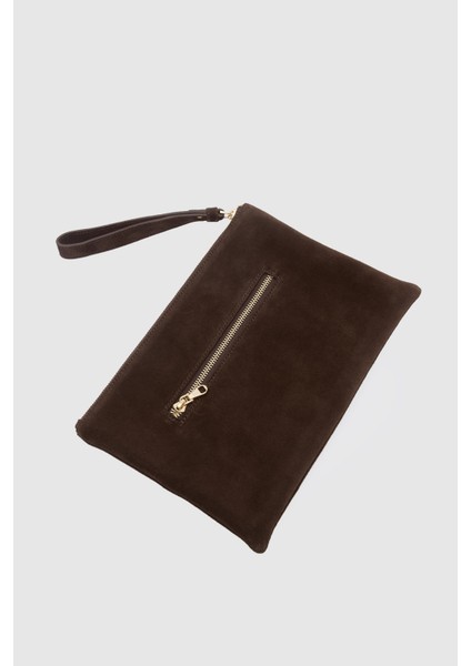Suvea Kahve Süet Hakiki Deri Clutch fırsatları