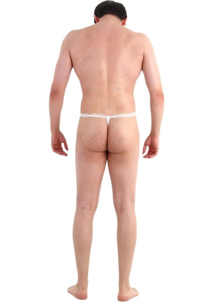 Pure – Ekru Fırfırlı Lastikli Transparan Tül Erkek Fantezi Thong/slip fırsatları
