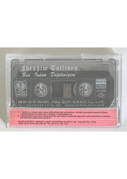 Ibrahim Tatlıses Ben Insan Değilmiyim Kaset (Orijinal Dönem Baskı Kaset) fiyatları