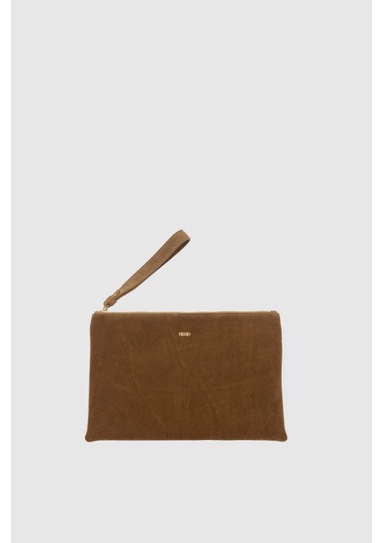 Suvea Taba Süet Hakiki Deri Clutch