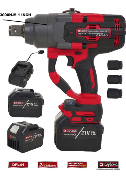 Sanayi Tipi 15 Pilli 5 Amper 1'lik 3000NM Darbeli Somun Sökme Dfl-41