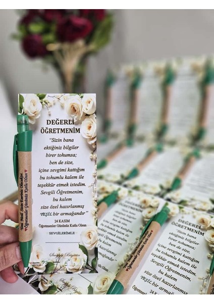 Öğretmenler Günü Hediyesi – Yeşeren Tohumlu Tükenmez Kalem Seti 5’li / 10’lu modelleri