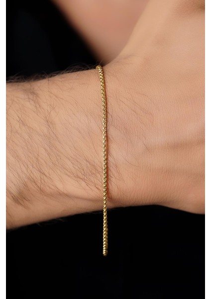 14 Ayar Altın Desenli Küp Zincir Erkek Bileklik modelleri