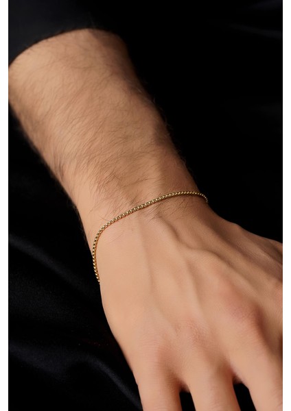 14 Ayar Altın Desenli Küp Zincir Erkek Bileklik fırsatları