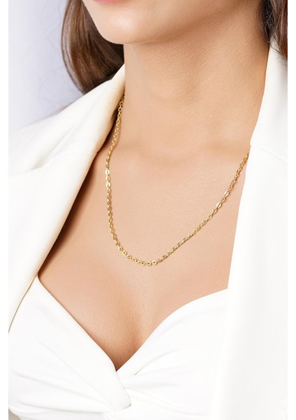 14 Ayar Altın Oval Halka Zincir Kolye modelleri