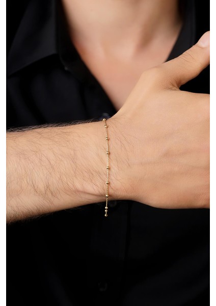 14 Ayar Altın Topçuk Zincir Erkek Bileklik