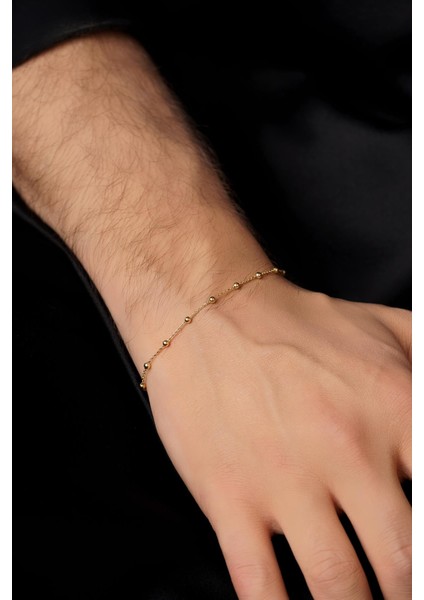 14 Ayar Altın Topçuk Zincir Erkek Bileklik modelleri