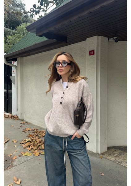 Vizon Düğmeli Bisiklet Yaka Triko Kazak - 2464 fiyatları