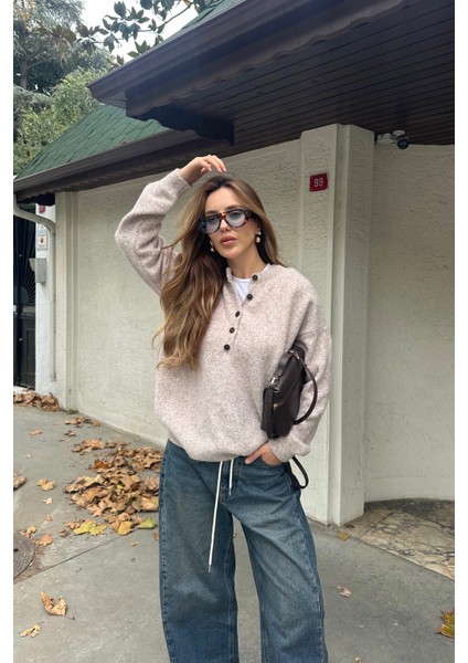 Vizon Düğmeli Bisiklet Yaka Triko Kazak - 2464 fırsatları