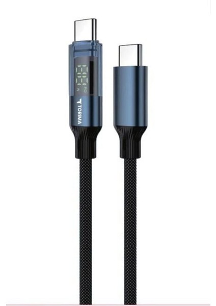 Vivo V23 Pro ile Uyumlu 60W Type C Kablo LED Göstergeli Alüminyum Uçlu Naylon Örgü