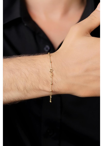 14 Ayar Altın Topçuk Zincir Erkek Bileklik fırsatları