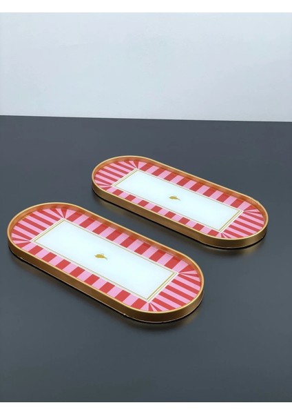 2 Kişilik Gold Sunum Servis Tepsisi Kuş Lovely Birds Desenli Tepsi Dekoratif Oval fiyatları