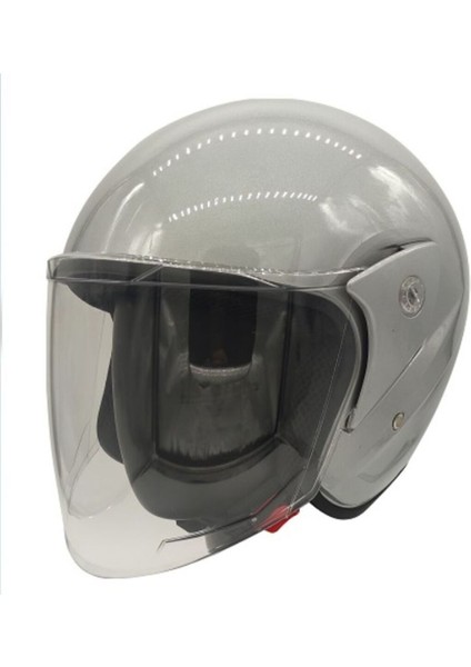 Motosiklet ve Bisiklet Yarım Açık Kask Motor Kaskı Gri