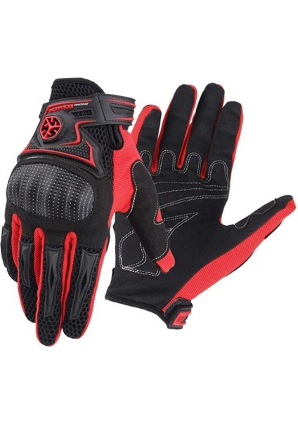 Motosiklet Eldiveni Neopren Kumaş Plastik Full Koruma Spor Bilek Kesim Motor Eldiveni