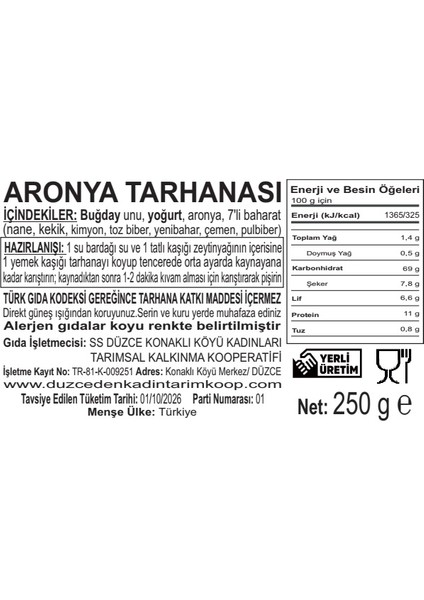 Aronya Tarhanası 250G fiyatları