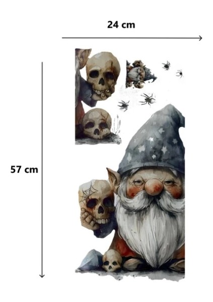 Gotik Cüce ve Kafatası Halloween Duvar Sticker Seti fırsatları