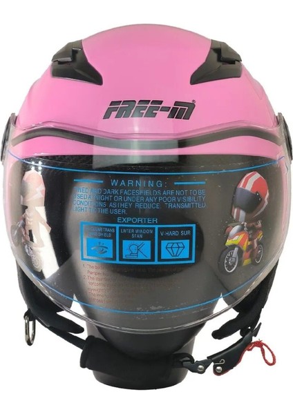 Motosiklet ve Bisiklet Yarım Camlı Çocuk Kaskı Ce Abs Material Motor Kaskı Pembe