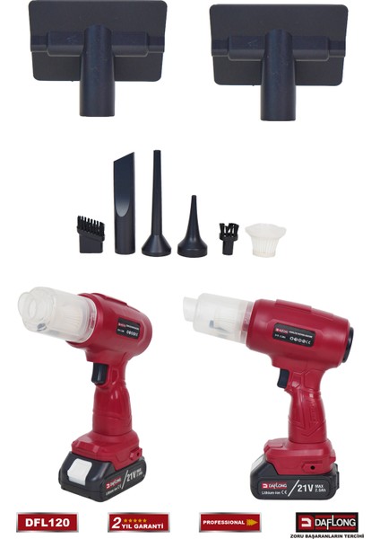 Pro 20.200PA Ultra Emiş 7 Başlıklı Kablosuz Şarjlı Araç Içi Süpürge DFL-120 modelleri