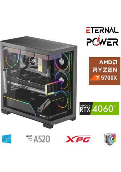 E.power Ryzen 7 5700X 32G Ddr4 1tb M.2 RTX4060TI A520 T650W