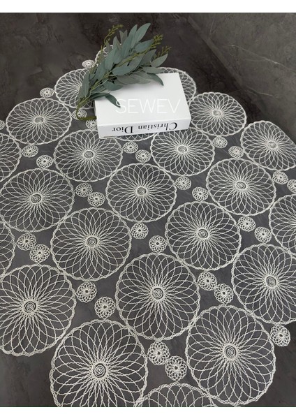 Dantelli Masa Örtüsü Fiskos Örtüsü (Ekru)