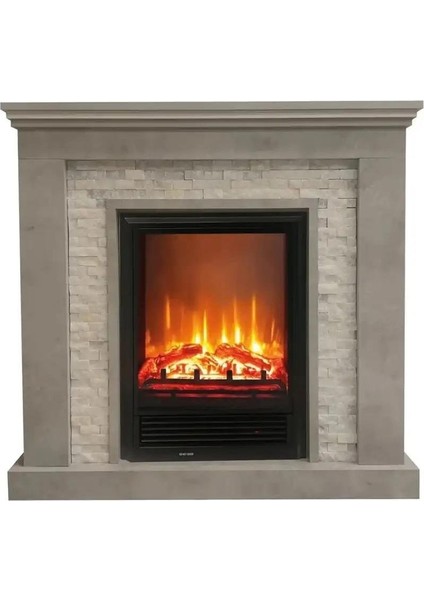 1218 Retro Taş 1600W Dekoratif Elektrikli Şömine