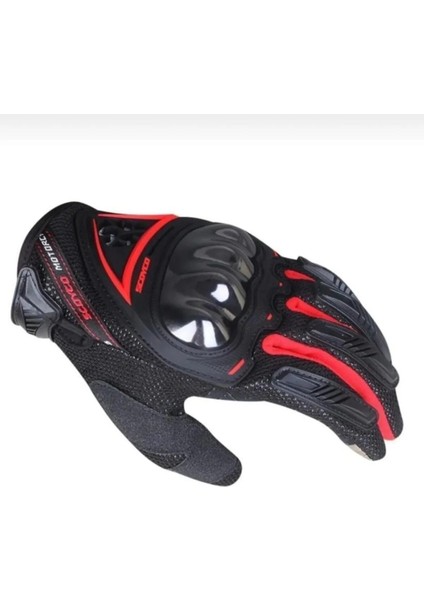 Motosiklet Eldiveni Full Korumalı Uyumlu Uzun Aşınmaya Karşı Dirençli Dokunmatik Eldiven Red fırsatları