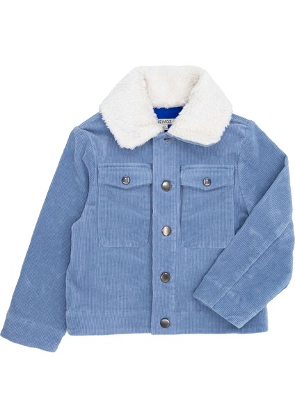 Fitilli Kadife Peluş Yaka Açık Mavi Kışlık Kız Çocuk Mont fiyatları