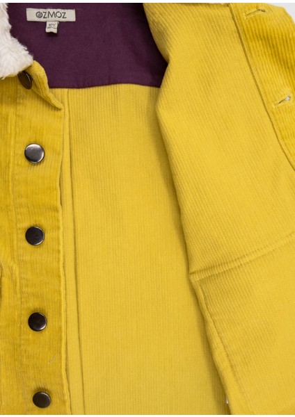 Fitilli Kadife Peluş Yaka Hardal Kışlık Kız Çocuk Mont fiyatları