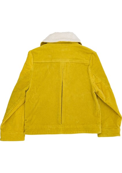 Fitilli Kadife Peluş Yaka Hardal Kışlık Kız Çocuk Mont modelleri