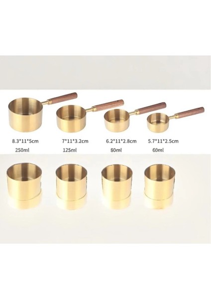 Ölçü Kaşığı Ahşap Saplı 4'lü