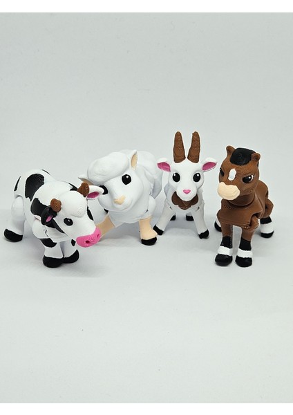 4lü Minik Çiftlik Hayvanları Seti Figür Oyuncak At Keçi Inek Koyun Çocuk Gelişimine Uygun - Bpa Free - +4 Yaş - yaklaşık 4cm uzunluğunda minyatür