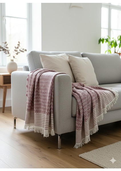 Çok Amaçlı Örtü | Pike- Koltuk Şalı-Masa Örtüsü-Tv Battaniyesi | Dekor Desenli Püsküllü (170X210)