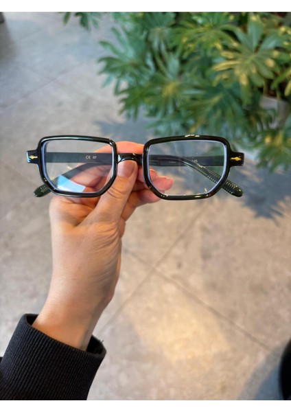 Lodin Geometrik Köşeli Mavi Işık Korumalı Gözlük | 50 Ekartman | Cam Değişmeye Uygun