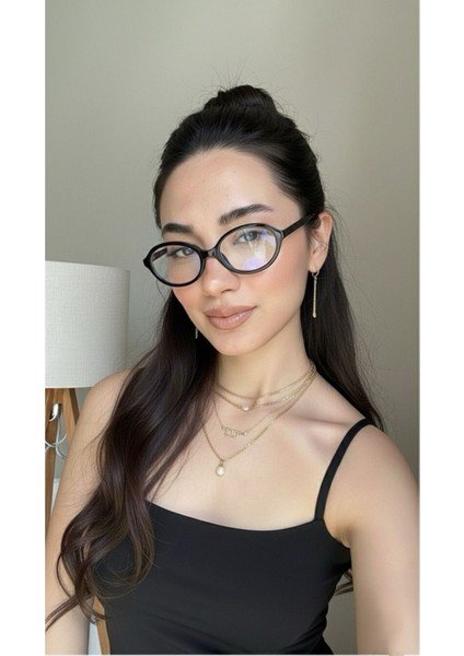 Miux Siyah Oval Mavi Işık Korumalı Gözlük |optik Cam Uyumlu| Küçük Ovaldir | Küçük Ekartmandır modelleri