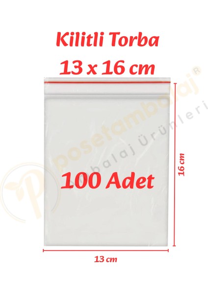 13x16 cm. Kilitli Torba (100 Adet)
