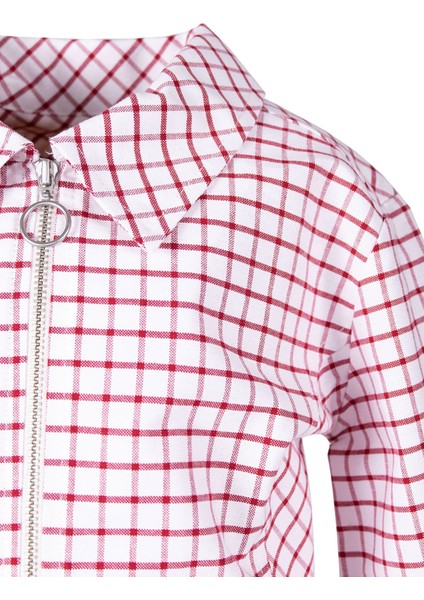 %100 Pamuk Spor Ekose Kırmızı Baharlık Kız Çocuk Ceket modelleri