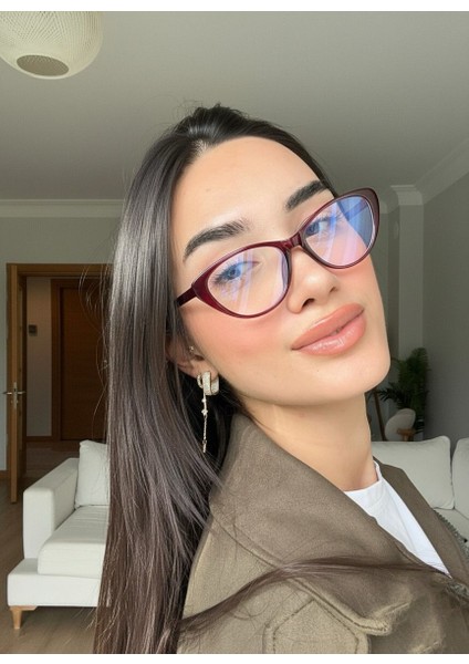 Carat Cat Eye Bordo 46 Ekartman Küçük Cat Eye Gözlük Camı Değişir