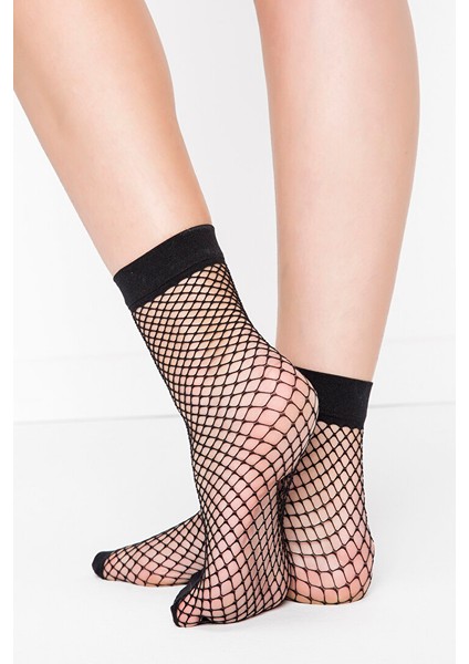 Siyah Klasik File Soket Çorap-Pentilicious