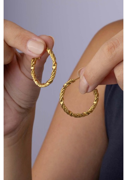 Altın Kaplama Burgu Model Halka Çelik Küpe modelleri