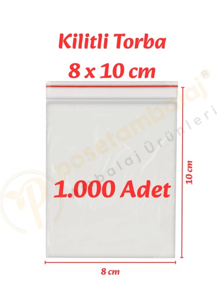 8x10 cm. Kilitli Torba (1.000 Adet)