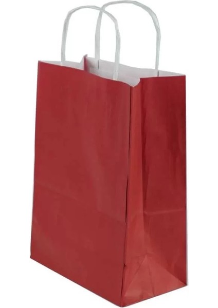 Bordo Kraft Çanta Küçük Boy 18X8X24 cm 25 Adet modelleri