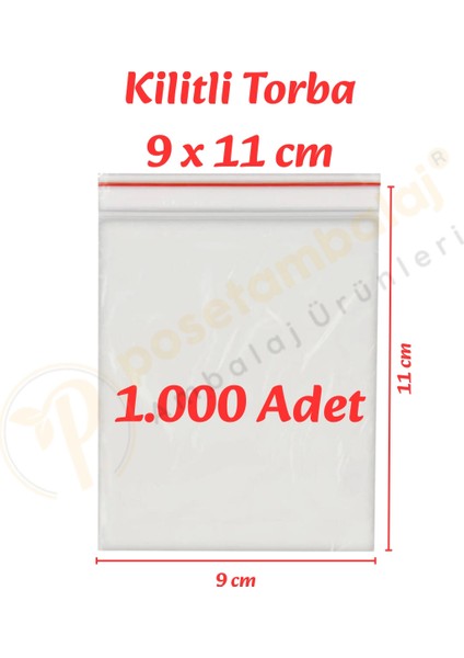 9x11 cm. Kilitli Torba (1.000 Adet)