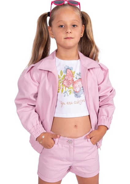 Organik Kanvas Pembe Baharlık Kız Çocuk Mont