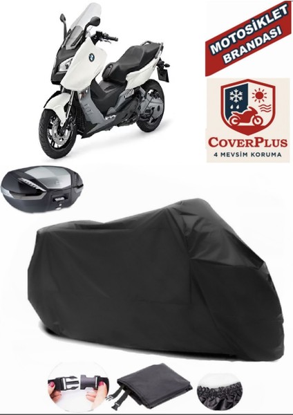 Bmw C 600 Motor Brandası Siyah Arka Çanta Uyumlu Motorsiket Brandası Motor Örtüsü Çadır Su Geçirmez Motosiklet Kılıfı Motor Brandası