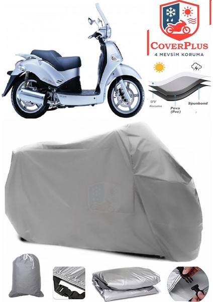 Kymco People 250 Gri Motorsiket Brandası Motor Örtüsü Çadır Su Geçirmez Motosiklet Kılıfı Motor Brandası
