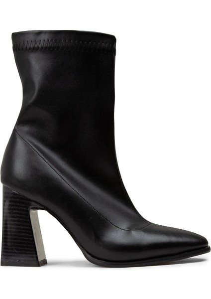 Kadın Siyah Fermuarlı Topuklu Bot - H1503ZSYHC01