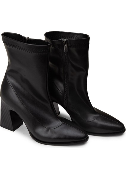 Kadın Siyah Fermuarlı Topuklu Bot - H1503ZSYHC01 modelleri