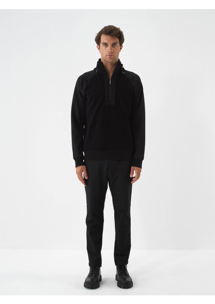 Erkek Siyah Pamuk Dokulu Regular Fit Sweatshirt fiyatları