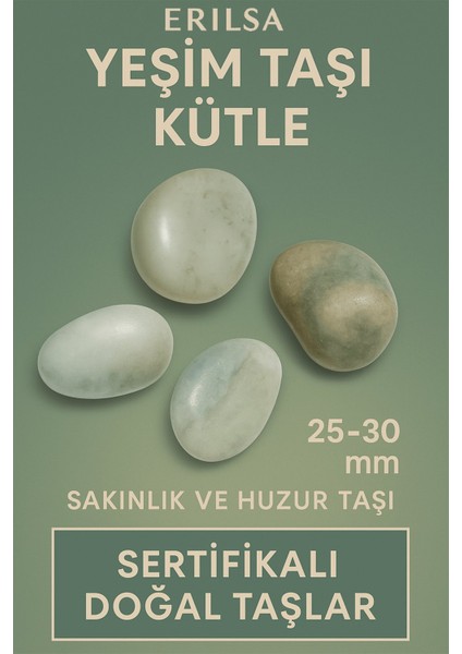 Sertifikalı Açık Yeşim (Jade) Taşı Kütle 25–30 mm – Sakinlik ve Huzur Taşı